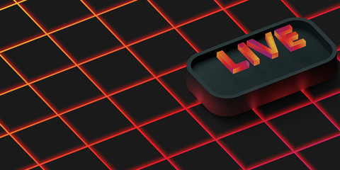 Wall Mural - spectrum live 3d web sign on black and red background.
