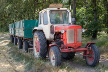 Old Tractor With Trailers