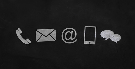 Website and Internet contact us page concept with icons