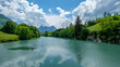 Lac de Lessoc is a beautiful artificial lake (Barrage de Lessoc) in the canton of Fribourg, Switzerland