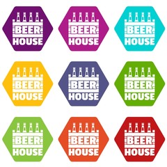 Wall Mural - Beer icons 9 set coloful isolated on white for web