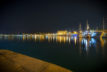 Poster - Split waterfront panorama at night, Dalmatia, Croatia