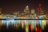 Fototapeta  - Canary Wharf business district with christmas lights at night