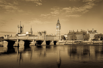 Wall Mural - Vintage picture of London Big Ben and House of Parliament in London. England