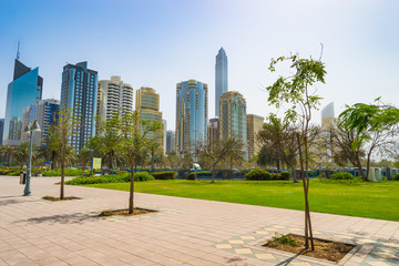 Wall Mural - Panorama of modern skyscrapers in Abu Dhabi, United Emirates 