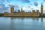 Fototapeta Londyn - Big Ben and Westminster parliament with colorful sky