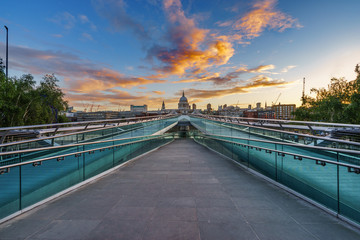 Sticker - Beautiful view of Millennium Bridge at sunrise in London,UK