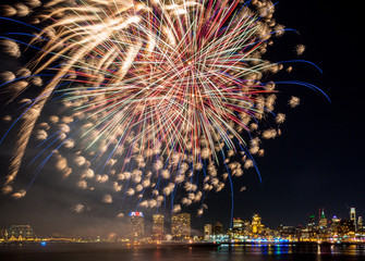 Fireworks over Delaware river