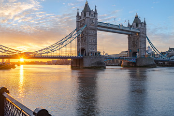 Canvas Print - Tower Bridge at sunrise in London,England