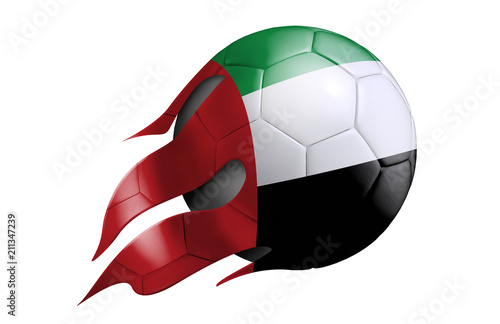 Fotografie, Obraz Flying Soccer Ball with United Arab Emirates Flag