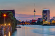 The River Spree in Berlin after sunset with the TV Tower in the back