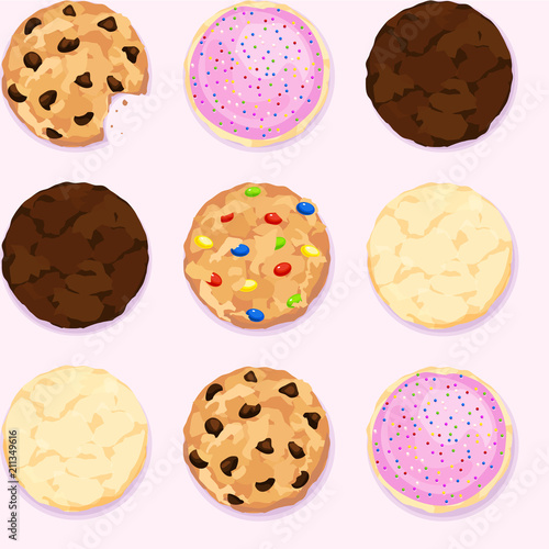 Cuadros en Lienzo Seamless repeating background of chocolate chip, icing and sprinkles, fudge, can