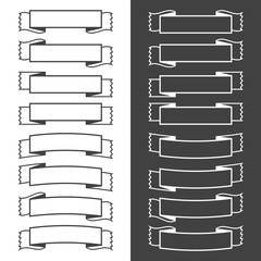 Wall Mural - Set of white and black isolated banner ribbons. Simple flat vector illustration. With space for text. Suitable for infographics, design, advertising, holidays, labels.