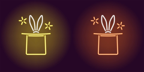 Sticker - Neon icon of Yellow and Orange Magic Hat