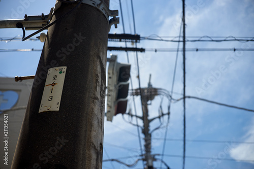 電柱と交差点の信号 Stock Photo Adobe Stock