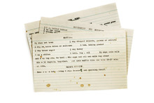 Old Recipes Typed On Index Cards Isolated