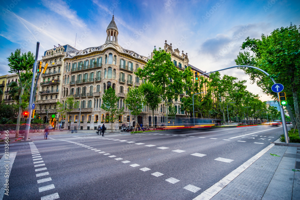 Avinguda Diagonal street in Barcelona  - obrazy, fototapety, plakaty 