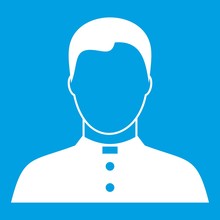 Pastor Icon White Isolated On Blue Background Vector Illustration