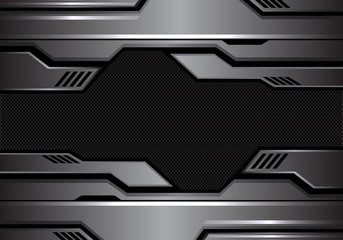 Abstract metal futuristic with dark circle mesh center space design modern background vector illustration.