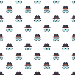 Wall Mural - Black hat and glasses pattern seamless repeat in cartoon style vector illustration