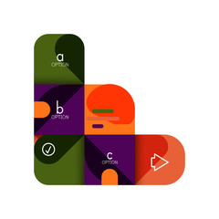 Infographics option and step by step in rounded squares, element of chart, graph, diagram with options, parts, processes