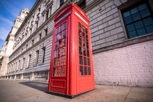 Close Up View Of Red Telephone Box In London