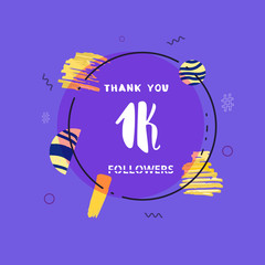 Wall Mural - 1K followers thank you post for social media. Vector illustration.