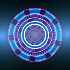 Fototapete - Circle Purple Neon With Blue Circle Element Abstract Vector Background
