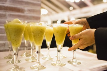 Wall Mural - Drinks during a wedding in glass cups with ice