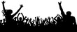 © nosyrevy - Applause of the crowd of people silhouette vector. Crowd with lots of people cheering and excited. Concert, party, fun