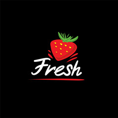 Sticker - Strawberry logo icon with splash element