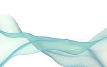 Abstract Light Blue Green Wave. Bright Blue Green Ribbon On White Background. Abstract Blue Green Smoke. Blue Green Scarf. Raster Air Background. 3D Illustration