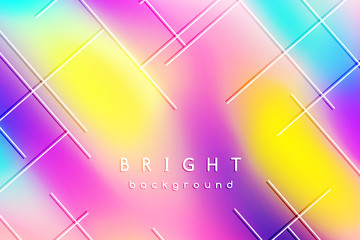 Wall Mural - Trendy vector abstract background of blurred bright multicolor spots and white lines.