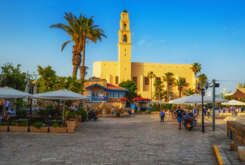 Tel Aviv, Israel, ancient stone streets in Arabic style in Old Jaffa