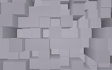 Fototapeta Przestrzenne - Abstract gray elegant cube geometric background. Chaotically advanced rectangular bars. 3D Rendering, 3D illustration