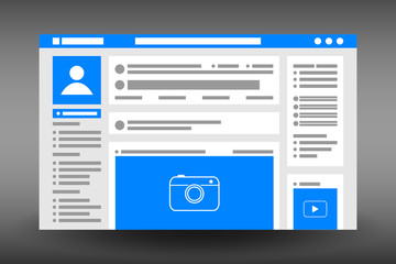 web page user interface template. social network website browser window. ui design in flat style. ve