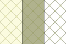Olive Green And White Geometric Seamless Patterns