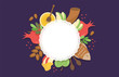 © jennylipmic - symbols of Jewish holiday Rosh Hashana , New Year. vector template with place for your text
