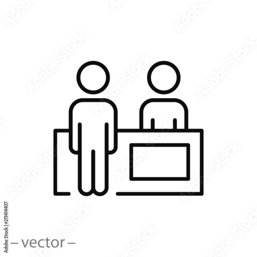 Reception Icon Customer Service Desk Line Sign Vector