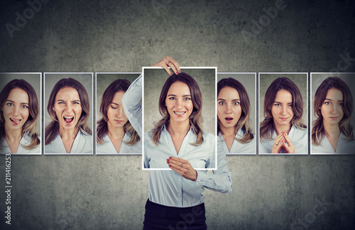 Fotografie, Obraz Young woman expressing different emotions