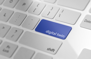 Wall Mural - digital twin | button on computer keyboard