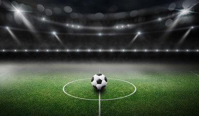 stadium 3d rendering, Have a soccer ball in the middle.