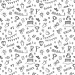 Sport  seamless pattern soccer doodles on a white background