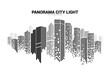 © Panithan - Panorama city Building background with windows pixel shape