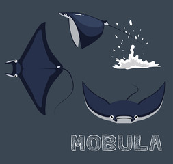 Mobula Ray Cartoon Vector Illustration