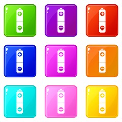 Wall Mural - Battery icons of 9 color set isolated vector illustration