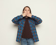 © Prostock-studio - Child girl covering mouth on white background