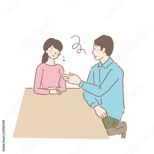 話し合いをする 男女 イラスト Stock ベクター Adobe Stock