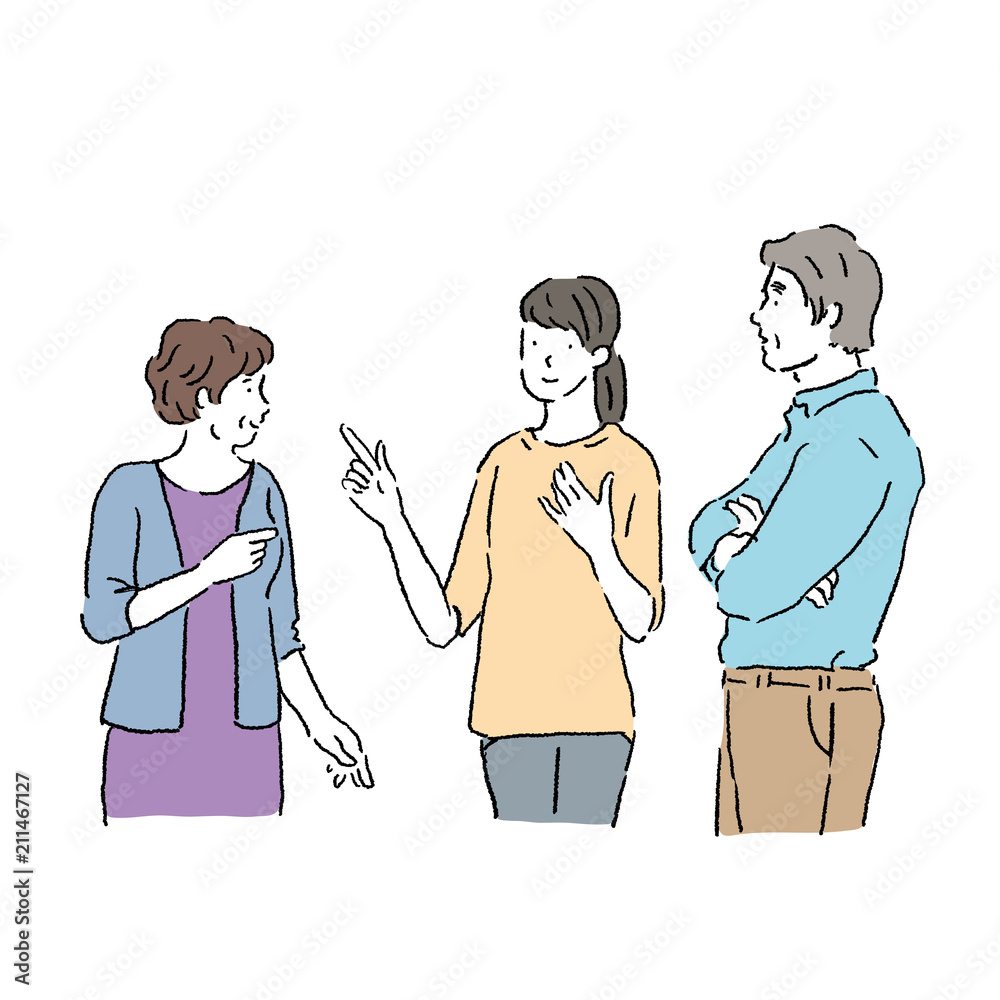 話し合う シニア 親子 イラスト Wall Mural Wallpaper Murals Matsu