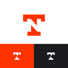 T And N Monogram. T Letter And N Letter Logo. Flat Style Monogram. Identity. Monochrome Option.